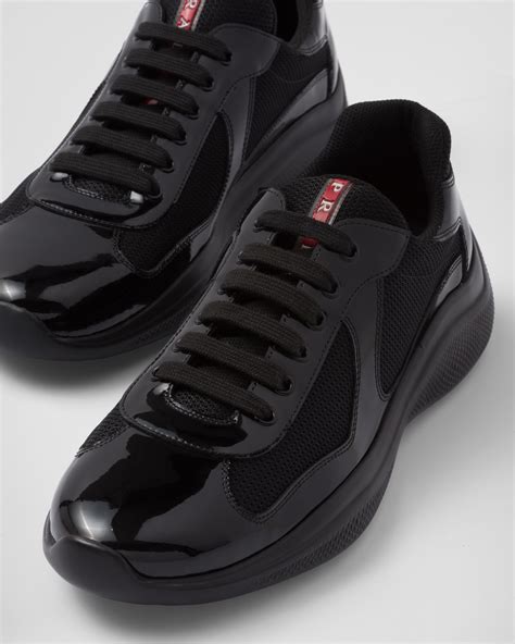 all black patent leather prada sneakers|Prada sneakers patent leather women.